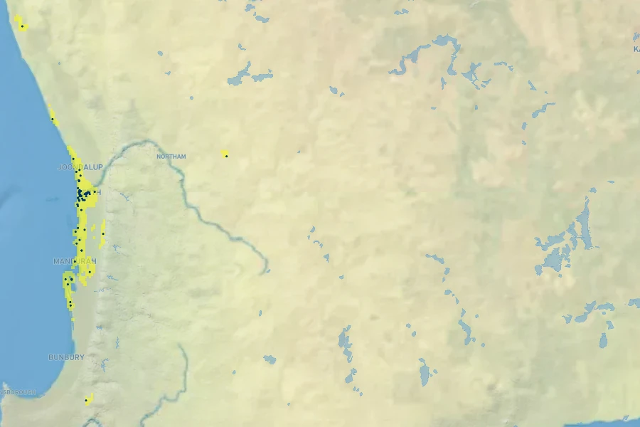 Grevillea crithmifolia Native Range