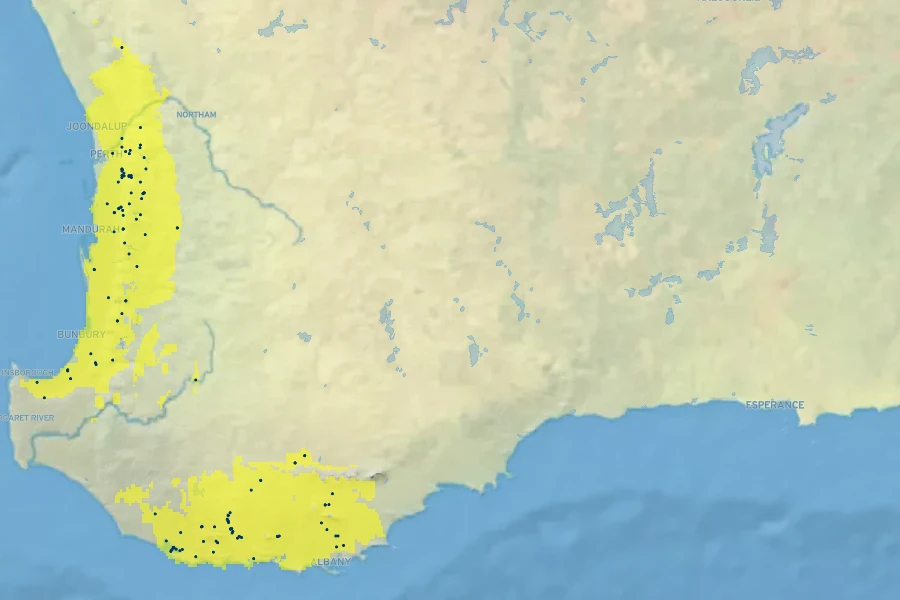 Grevillea diversifolia Native Range