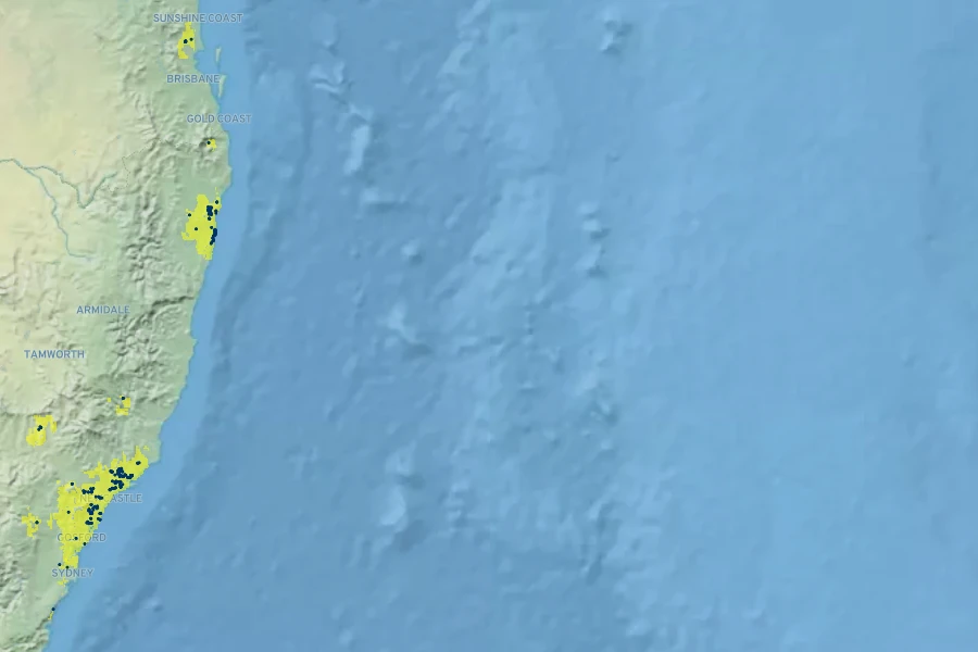 Grevillea humilis Native Range