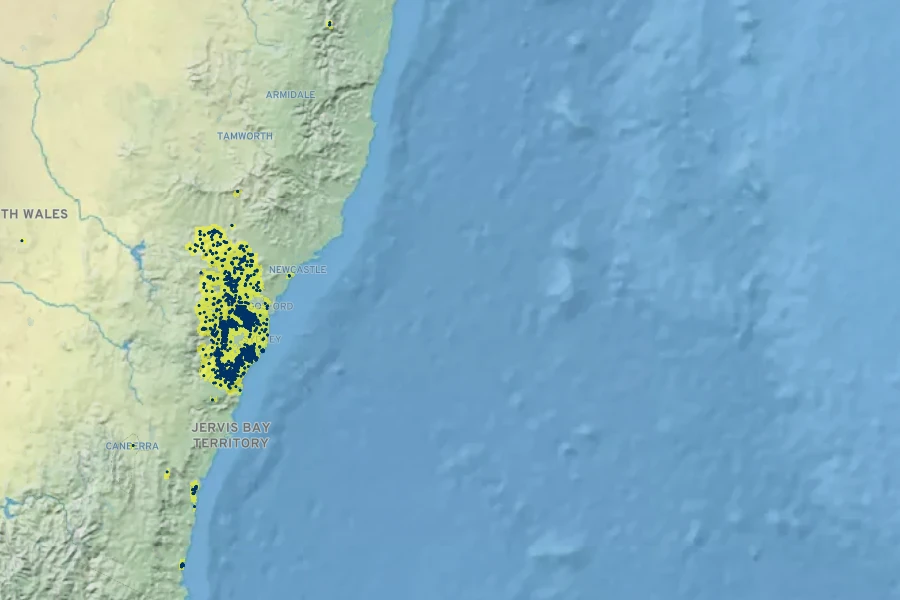 Grevillea mucronulata Native Range