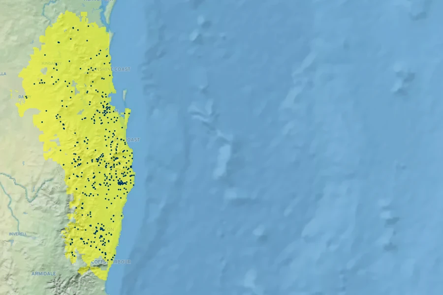 Grevillea robusta Native Range