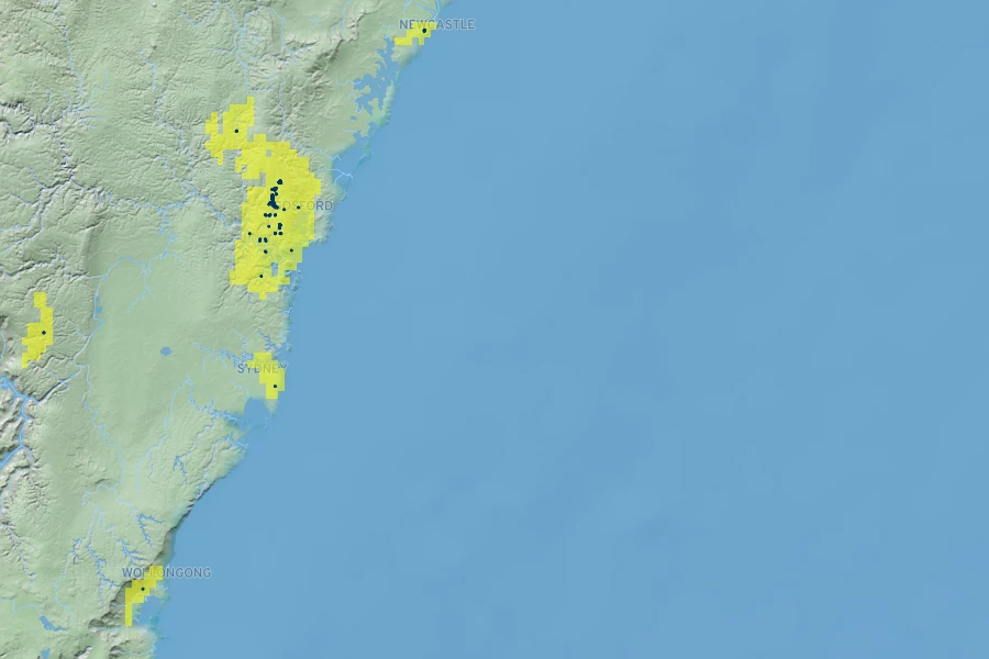 Grevillea shiressii Native Range