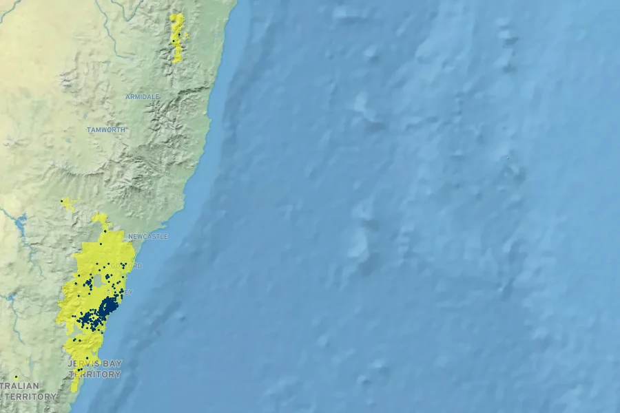 Grevillea sphacelata Native Range