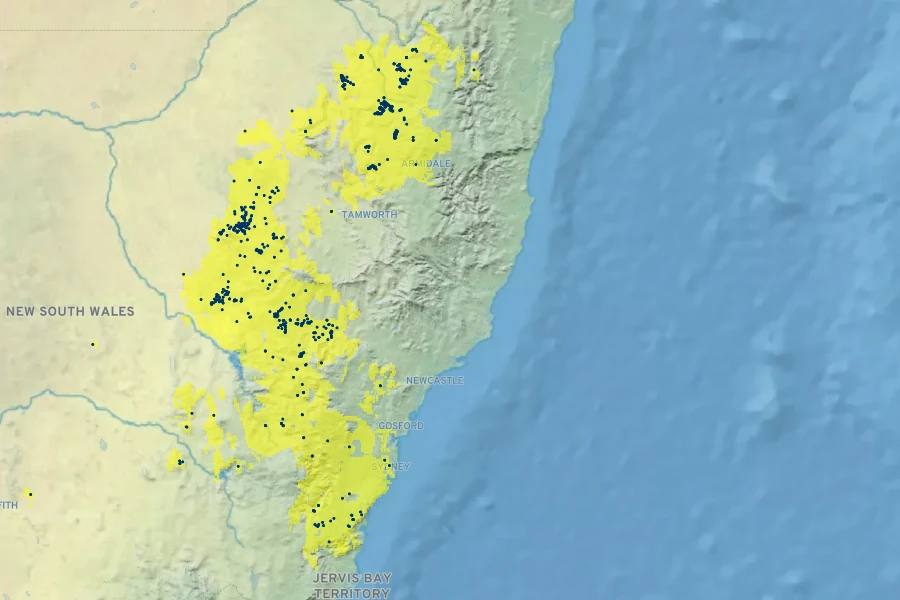 Grevillea triternata Native Range