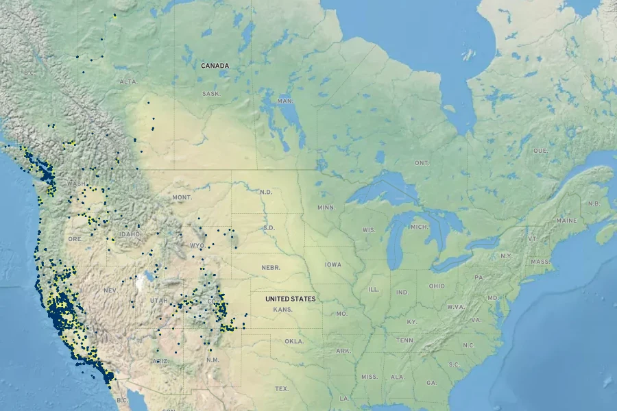 Grindelia hirsutula Native Range