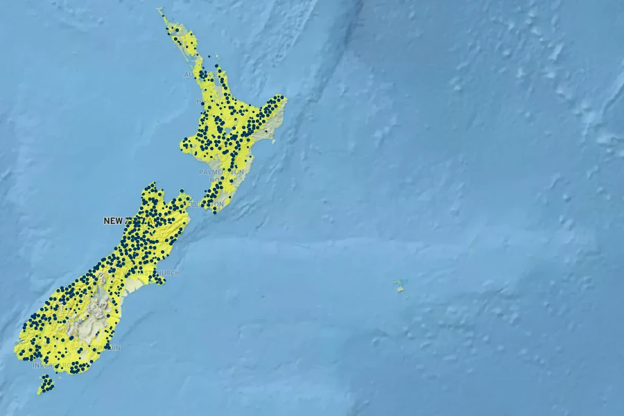 Griselinia littoralis Native Range
