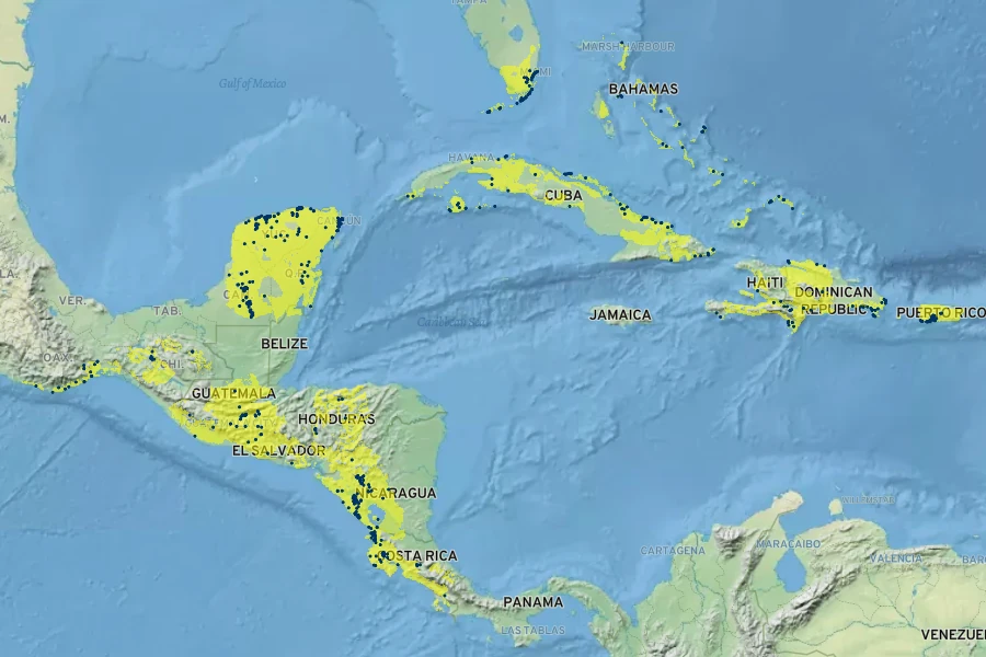 Guaiacum sanctum Native Range