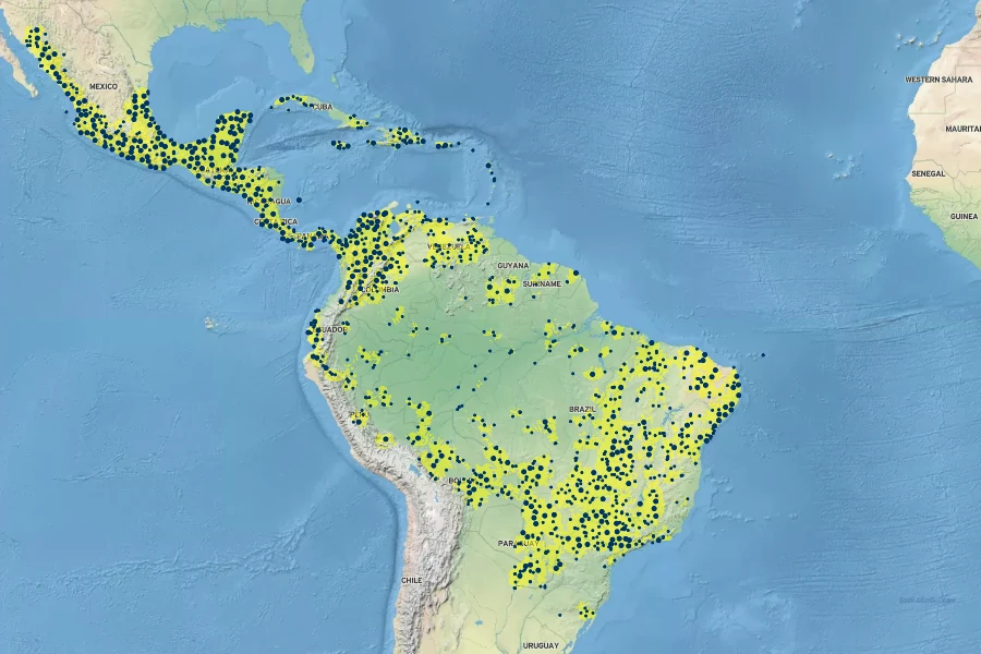 Guazuma ulmifolia Native Range