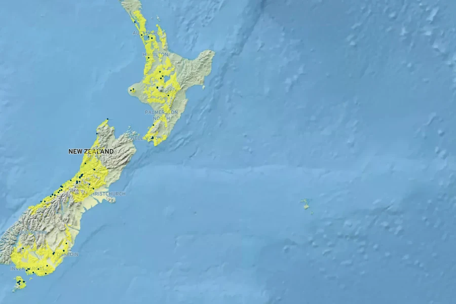 Gunnera prorepens Native Range