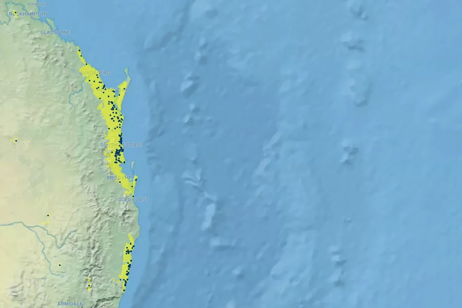 Hakea actites Native Range