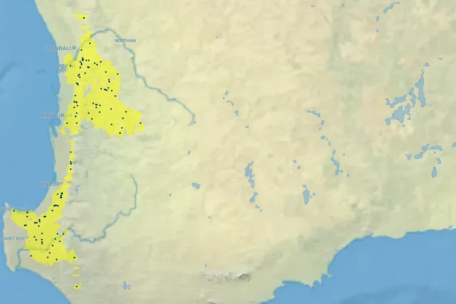 Hakea cyclocarpa Native Range