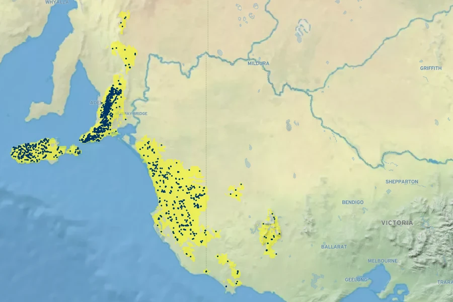 Hakea rostrata Native Range