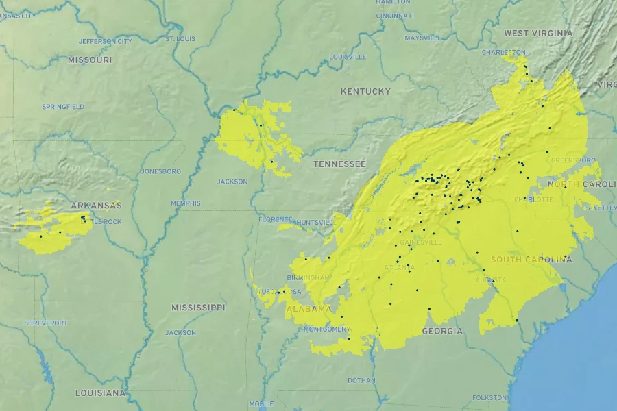 Halesia tetraptera Native Range