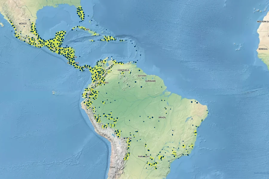 Hamelia patens Native Range