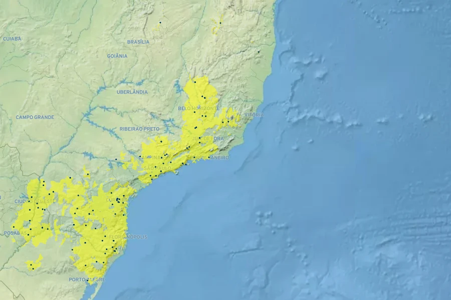 Handroanthus albus Native Range