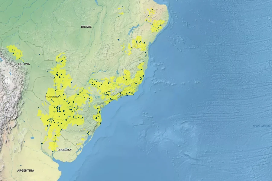 Handroanthus heptaphyllus Native Range