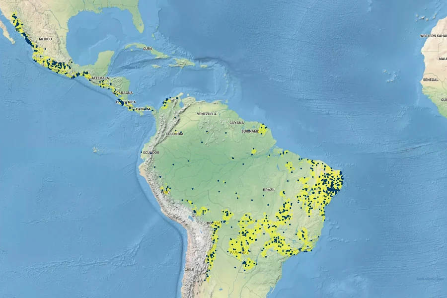 Handroanthus impetiginosum Native Range