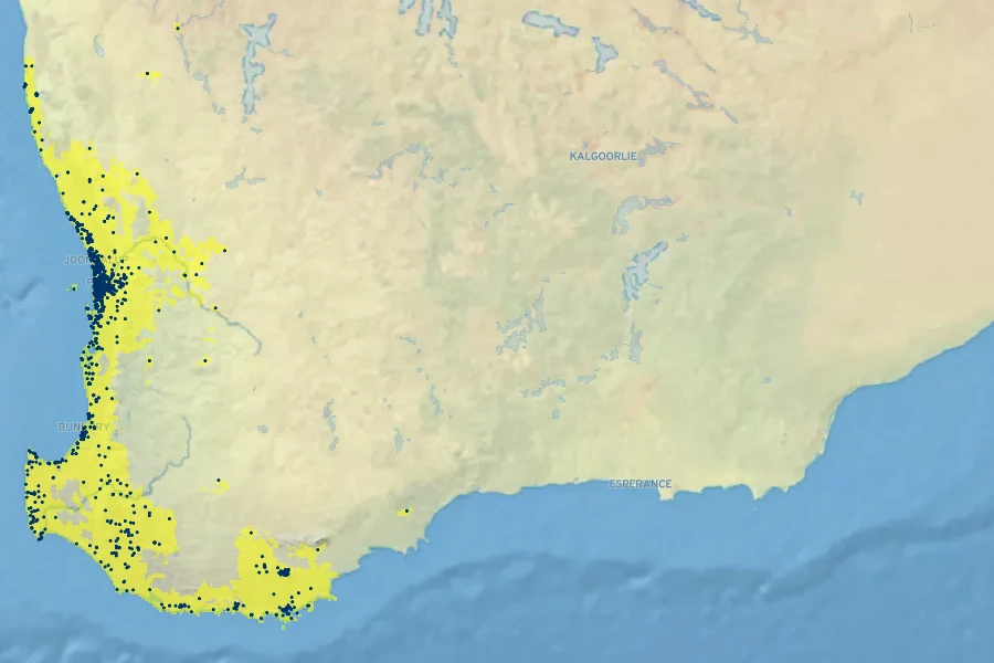 Hardenbergia comptoniana Native Range