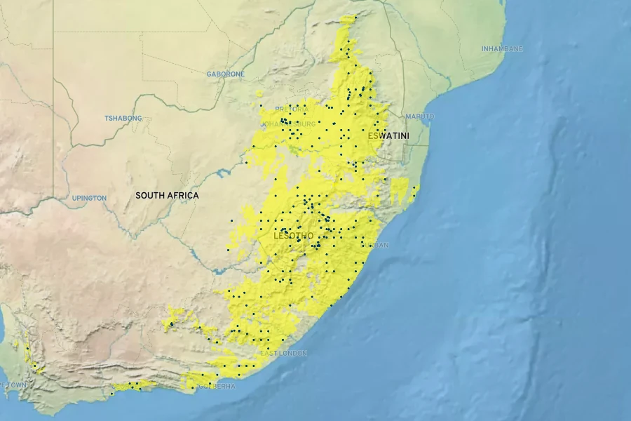 Harpochloa falx Native Range
