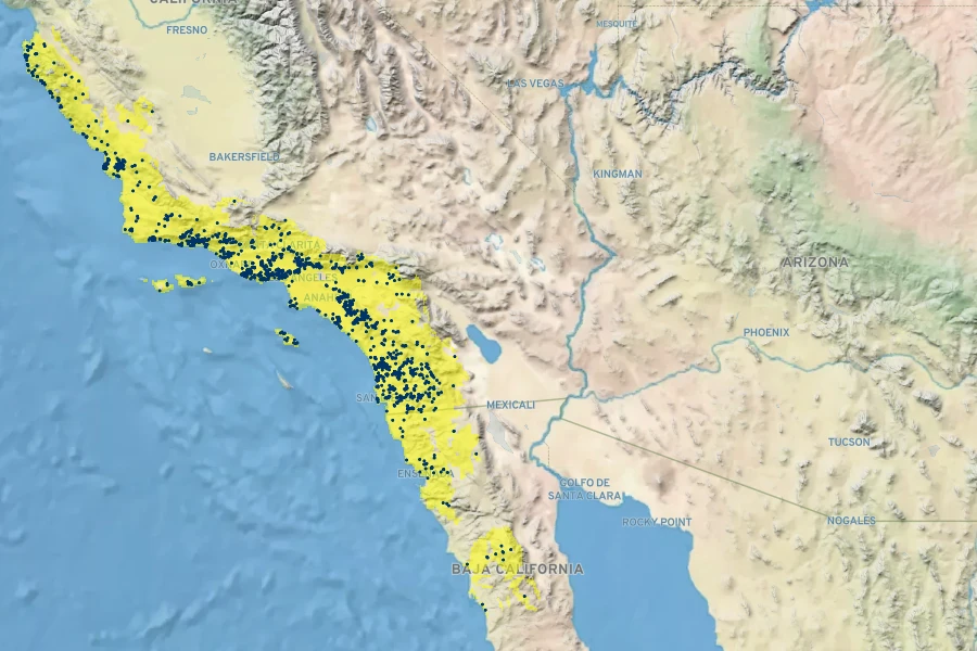 Hazardia squarrosa Native Range