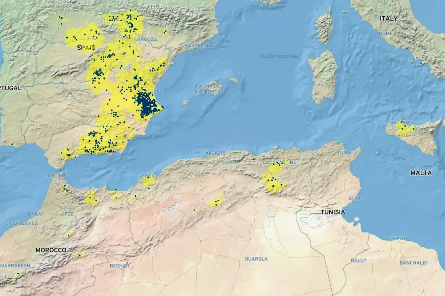 Helianthemum cinereum subsp. rotundifolium Native Range