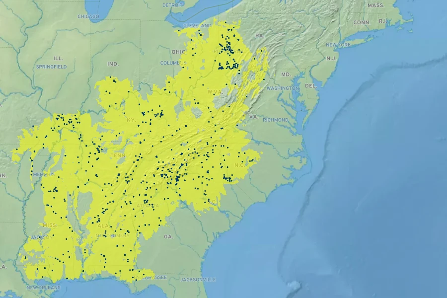 Helianthus microcephalus Native Range