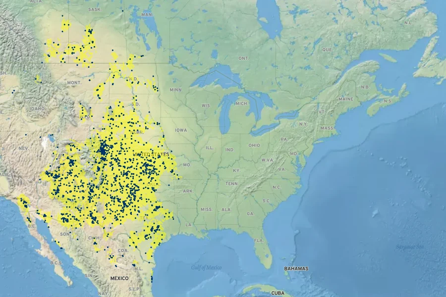 Helianthus petiolaris Native Range