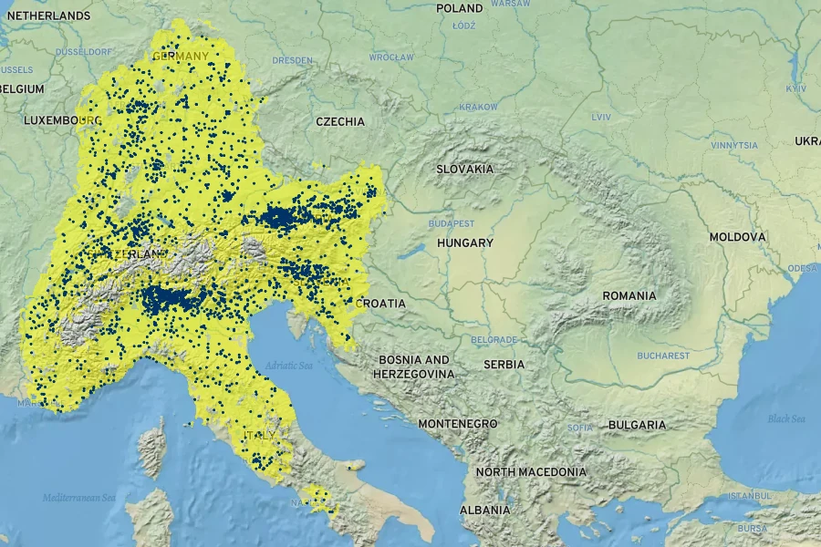 Helleborus niger Native Range