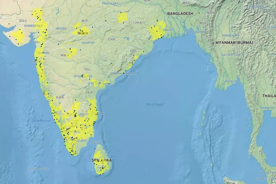 Hemidesmus indicus Native Range
