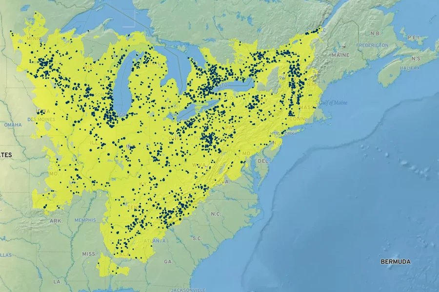 Hepatica acutiloba Native Range