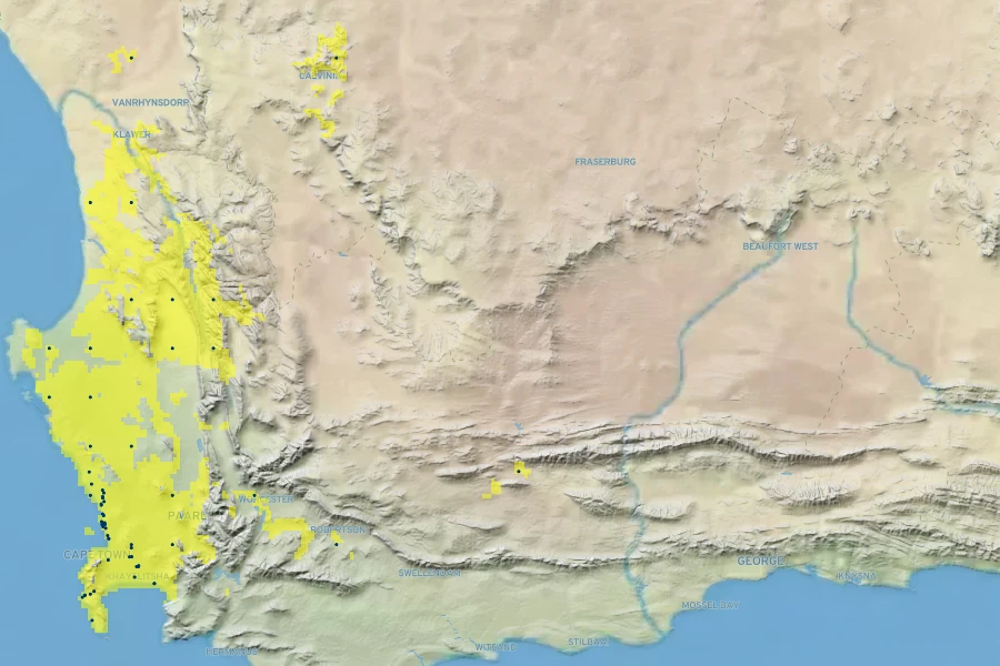 Hermannia pinnata Native Range