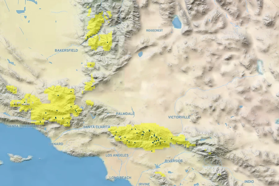 Heuchera caespitosa Native Range