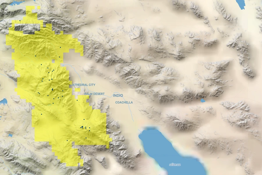 Heuchera hirsutissima Native Range