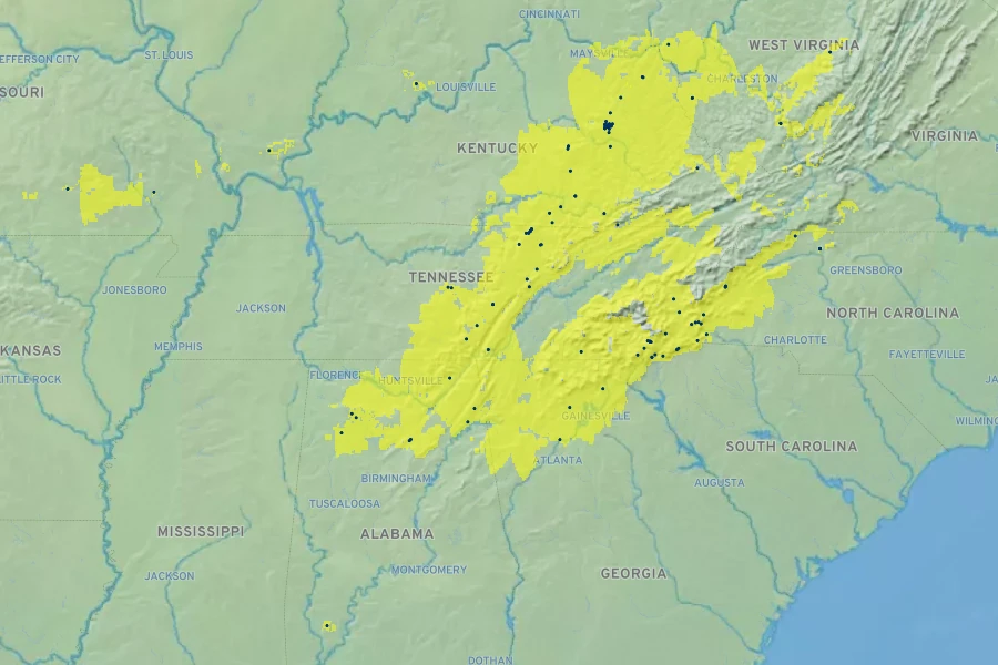 Heuchera parviflora Native Range