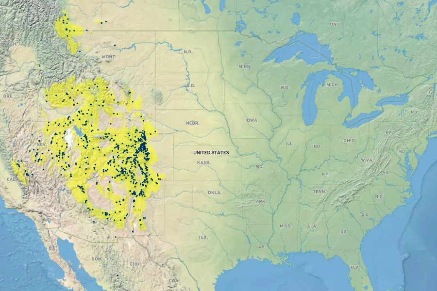 Heuchera parvifolia Native Range
