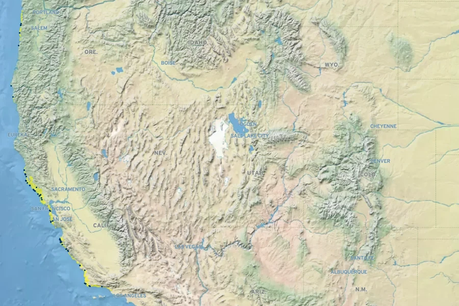 Heuchera pilosissima Native Range