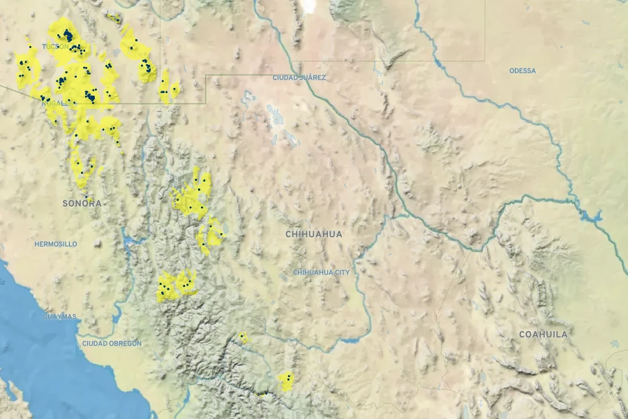 Heuchera sanguinea Native Range
