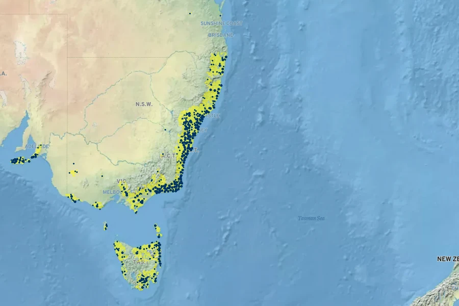 Hibbertia empetrifolia Native Range