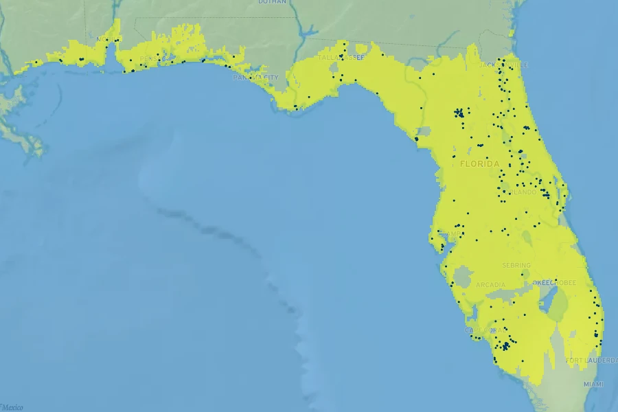 Hibiscus coccineus Native Range