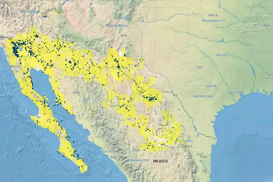 Hibiscus denudatus Native Range