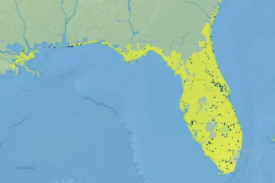 Hibiscus grandiflorus Native Range