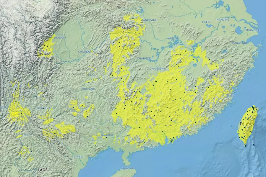 Hibiscus mutabilis Native Range