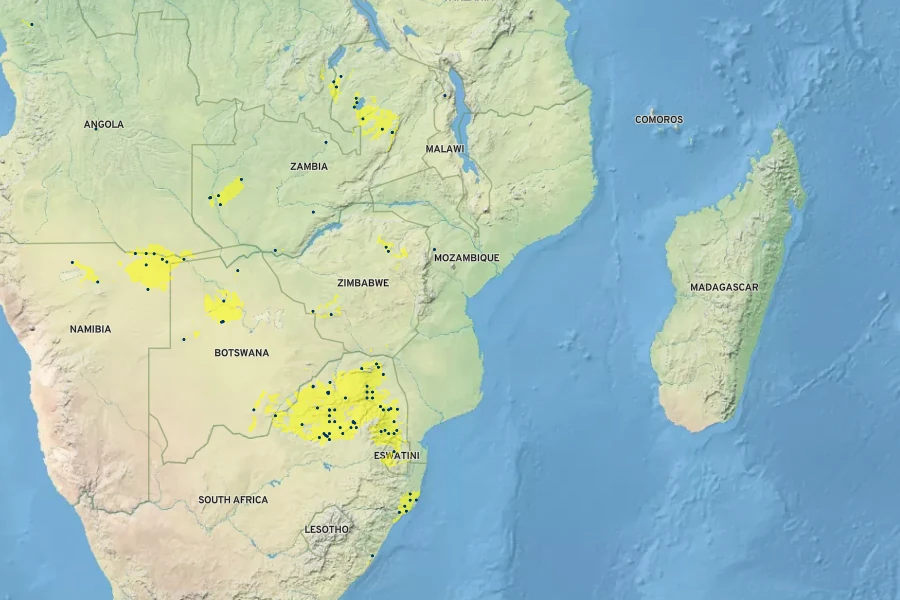 Hibiscus nigricaulis Native Range