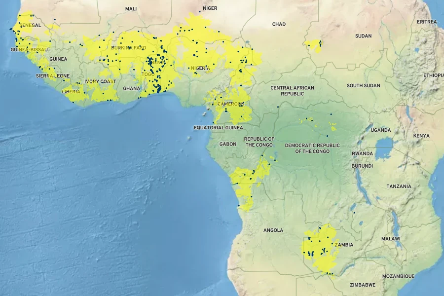 Hibiscus sabdariffa Native Range