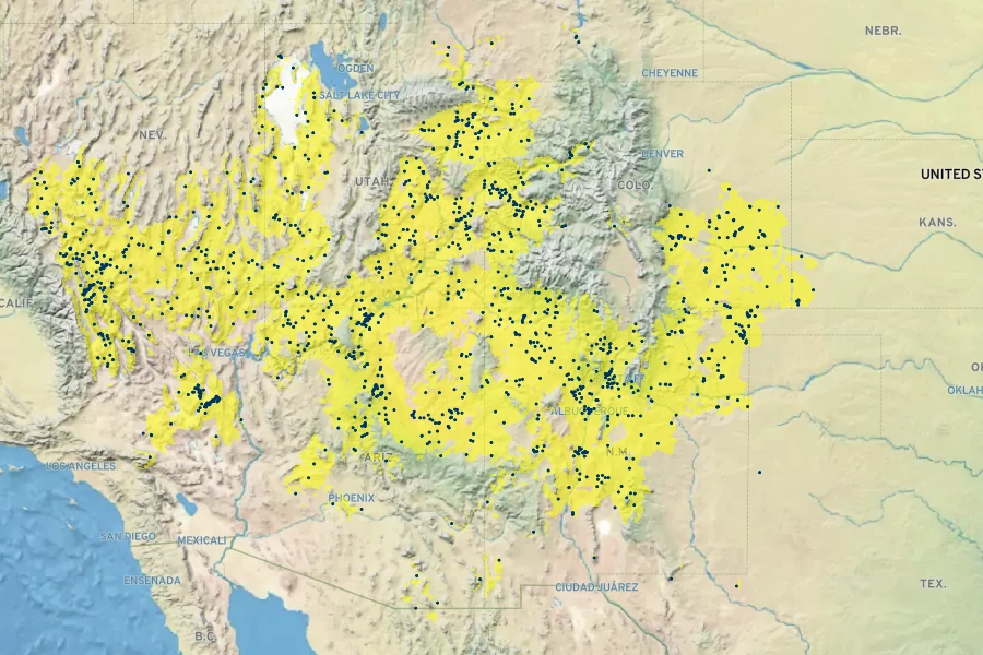 Hilaria jamesii Native Range