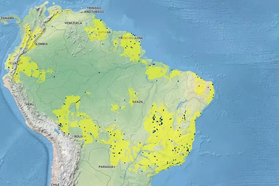 Hippeastrum puniceum Native Range