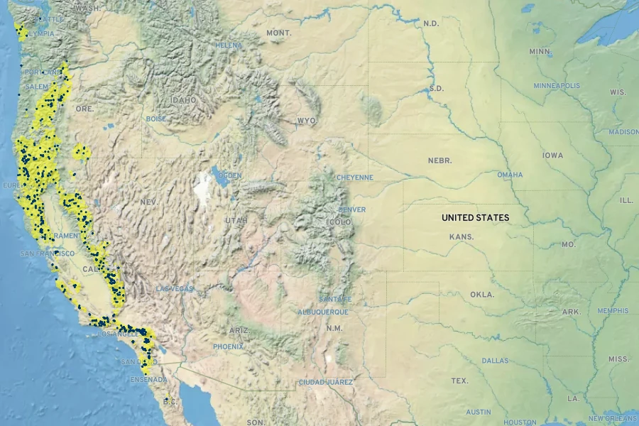 Hosackia crassifolia Native Range