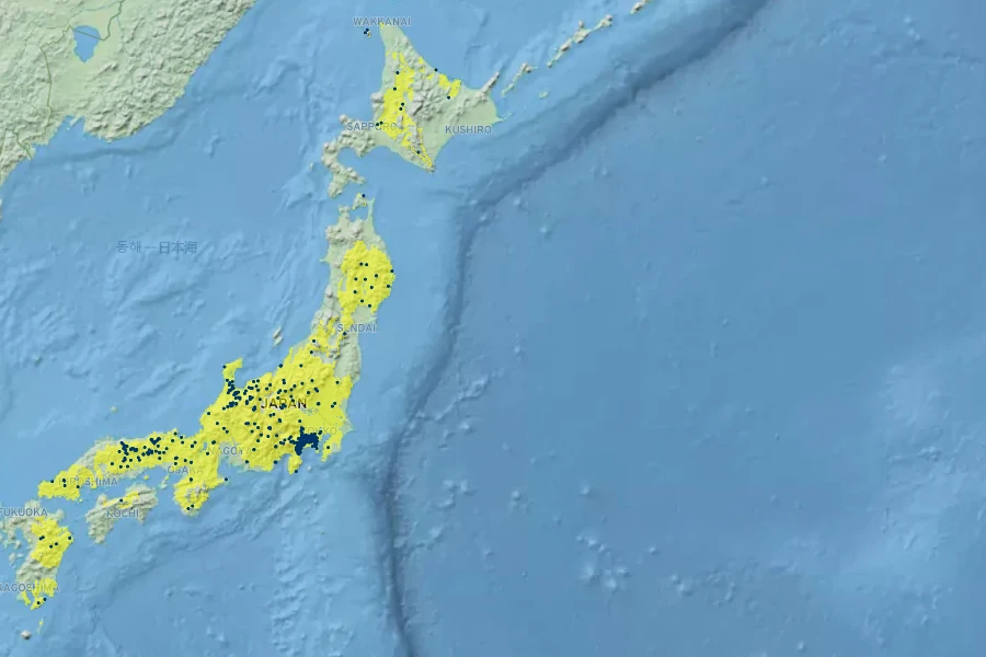 Hosta fortunei Native Range