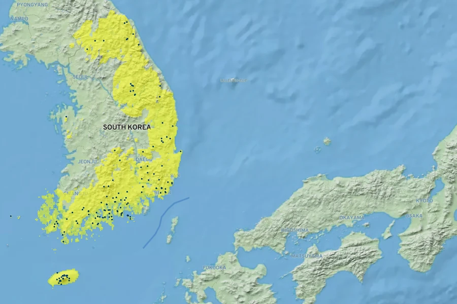 Hosta minor Native Range