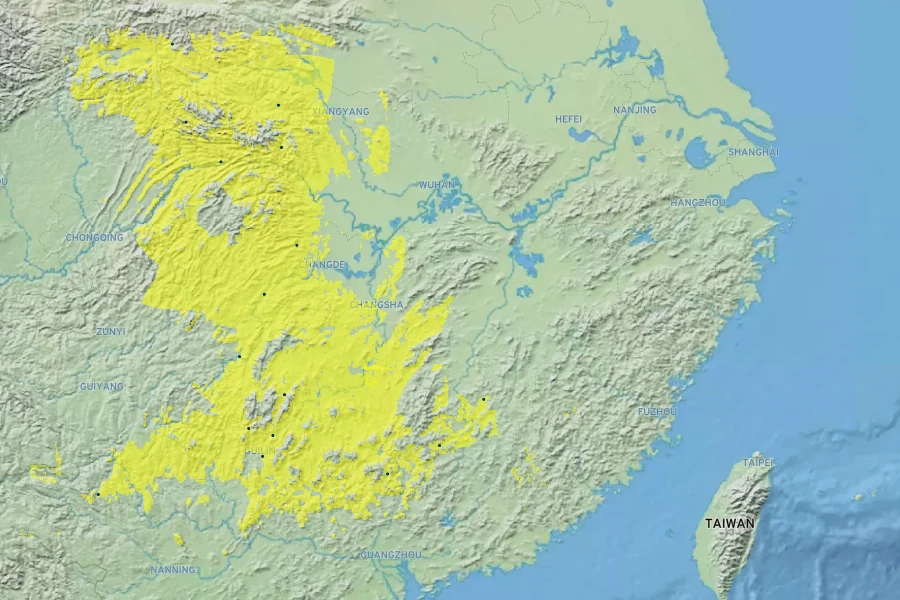 Hosta plantaginea Native Range